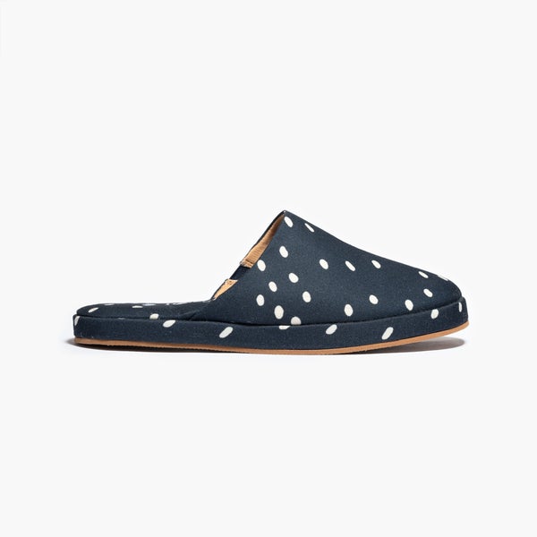 Navy Blue Polka Slipper - Insecta Shoes