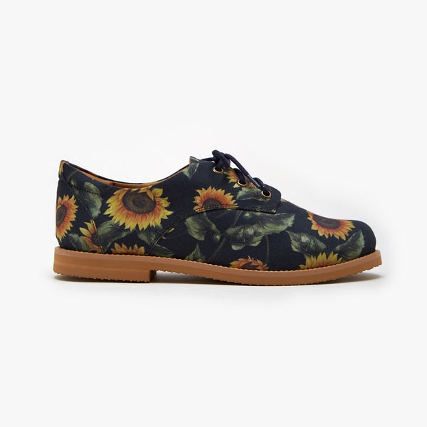 Navy Blue Sunflower Oxford - Insecta Shoes