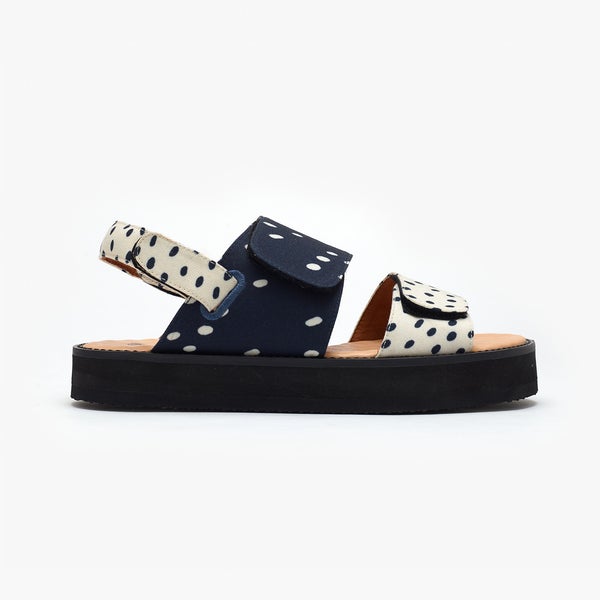 Navy Blue Polka Strap Sandal